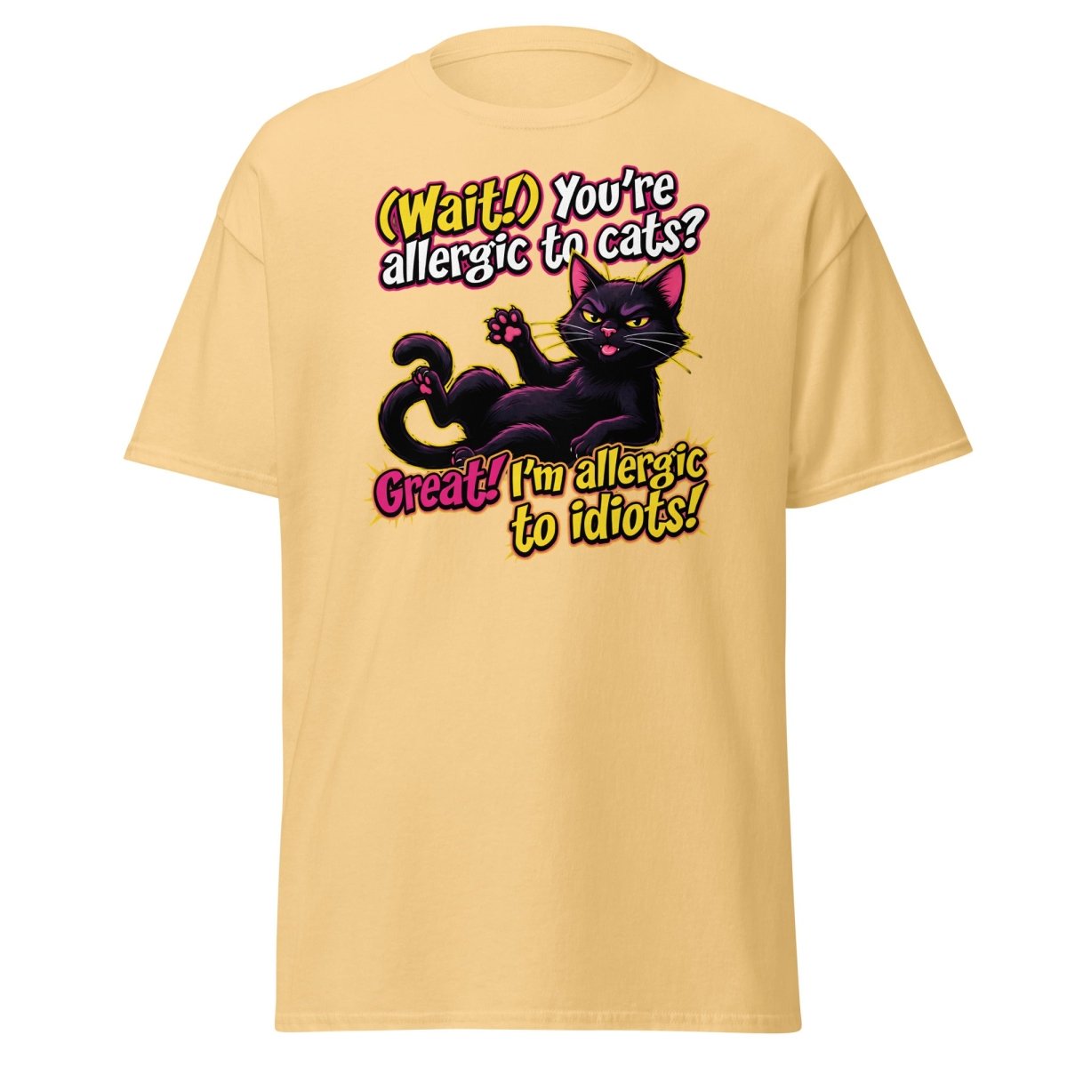 Allergic to Idiots Cat T-Shirt | Funny Sarcastic Tee - Yellow Haze - TeeRipple