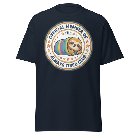 Always Tired Club Sloth T-Shirt - Official Member Tee - Navy - TeeRipple