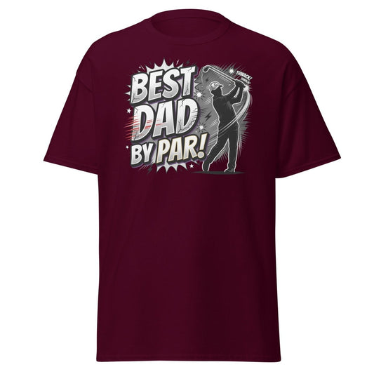 Best Dad By Par Golf T-Shirt - Funny Father's Day Gift - Maroon - TeeRipple