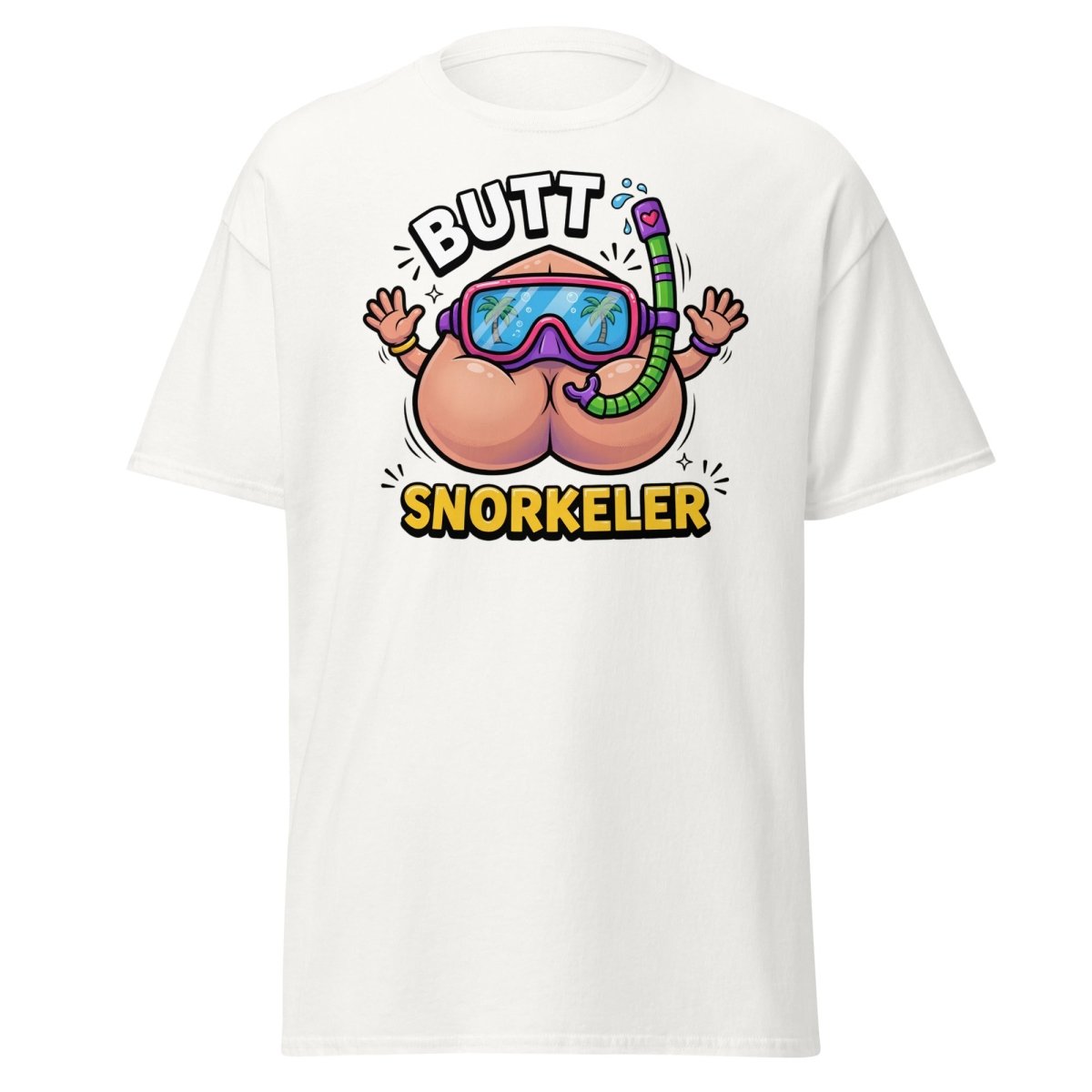 Butt Snorkeler Funny Snorkeling Pun T-Shirt - White - TeeRipple