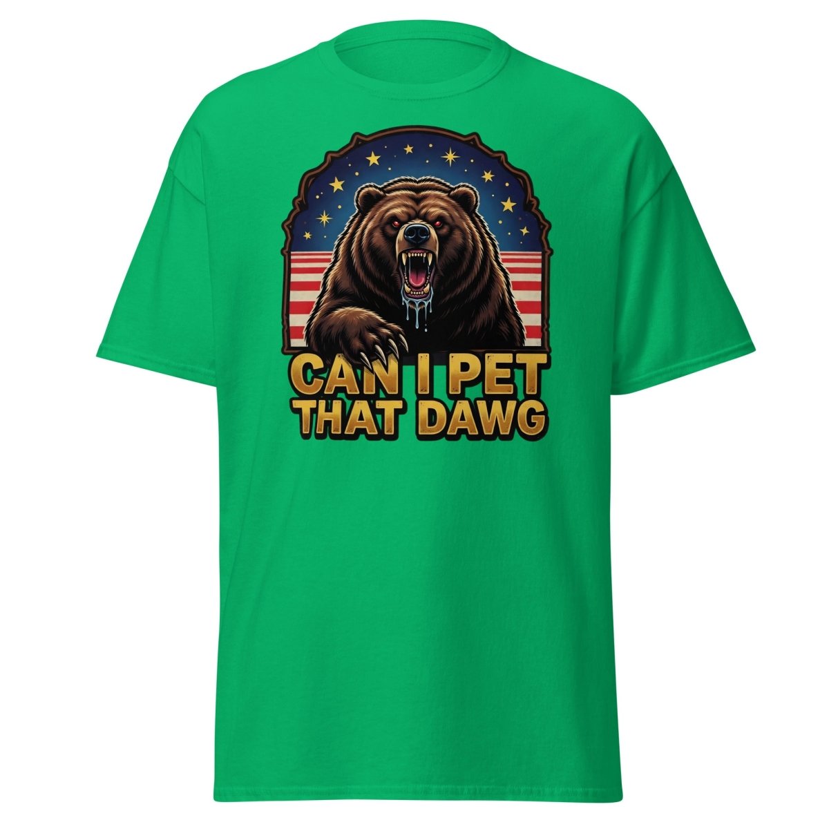 Can I Pet That Dawg T-Shirt - Funny Bear Meme Tee - Irish Green - TeeRipple