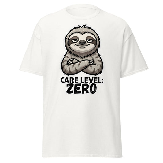 Care Level Zero Sloth – Funny Lazy Cartoon Animal Design - TeeRipple