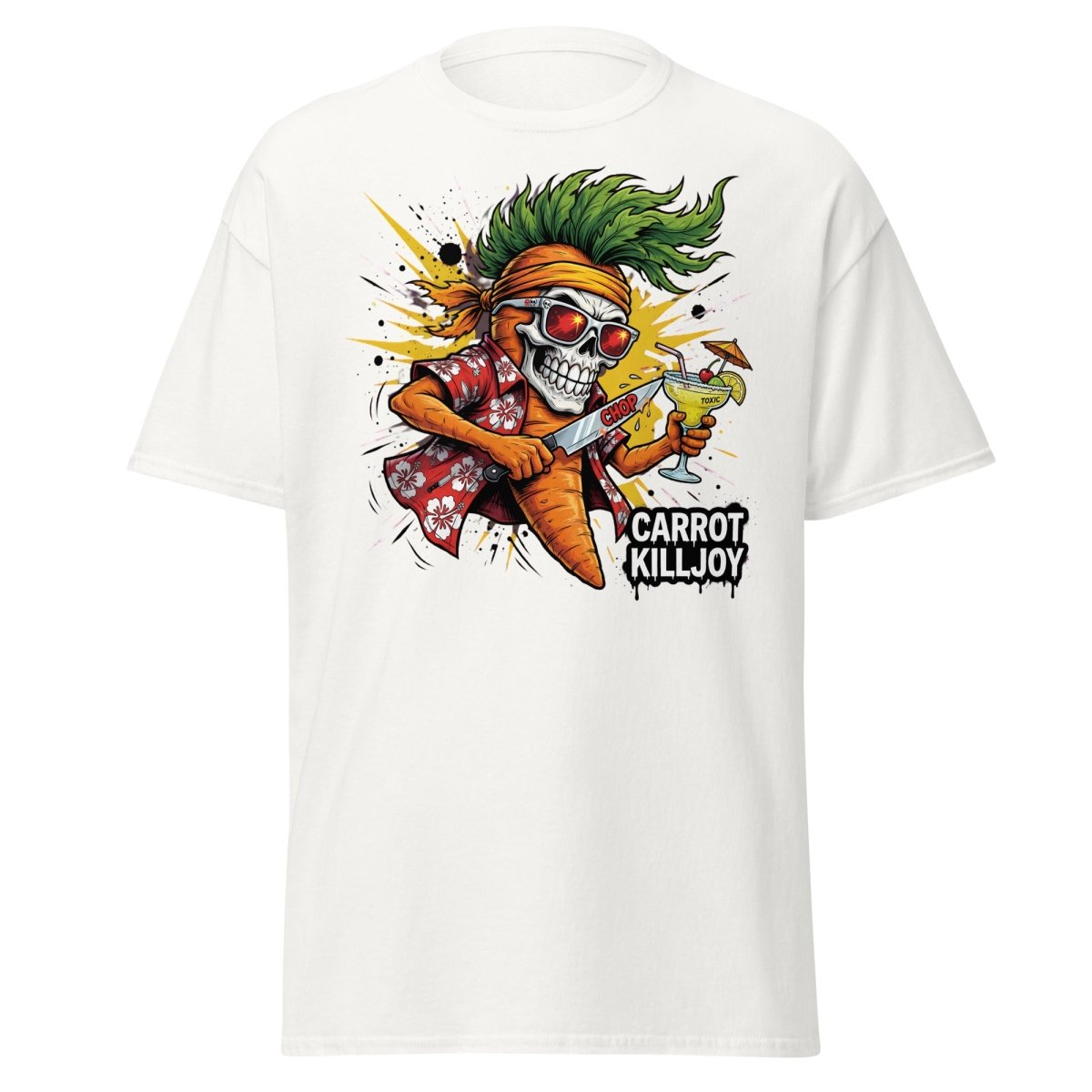 Carrot Killjoy Skull T-Shirt - Funny Punk Carrot Tee - White - TeeRipple