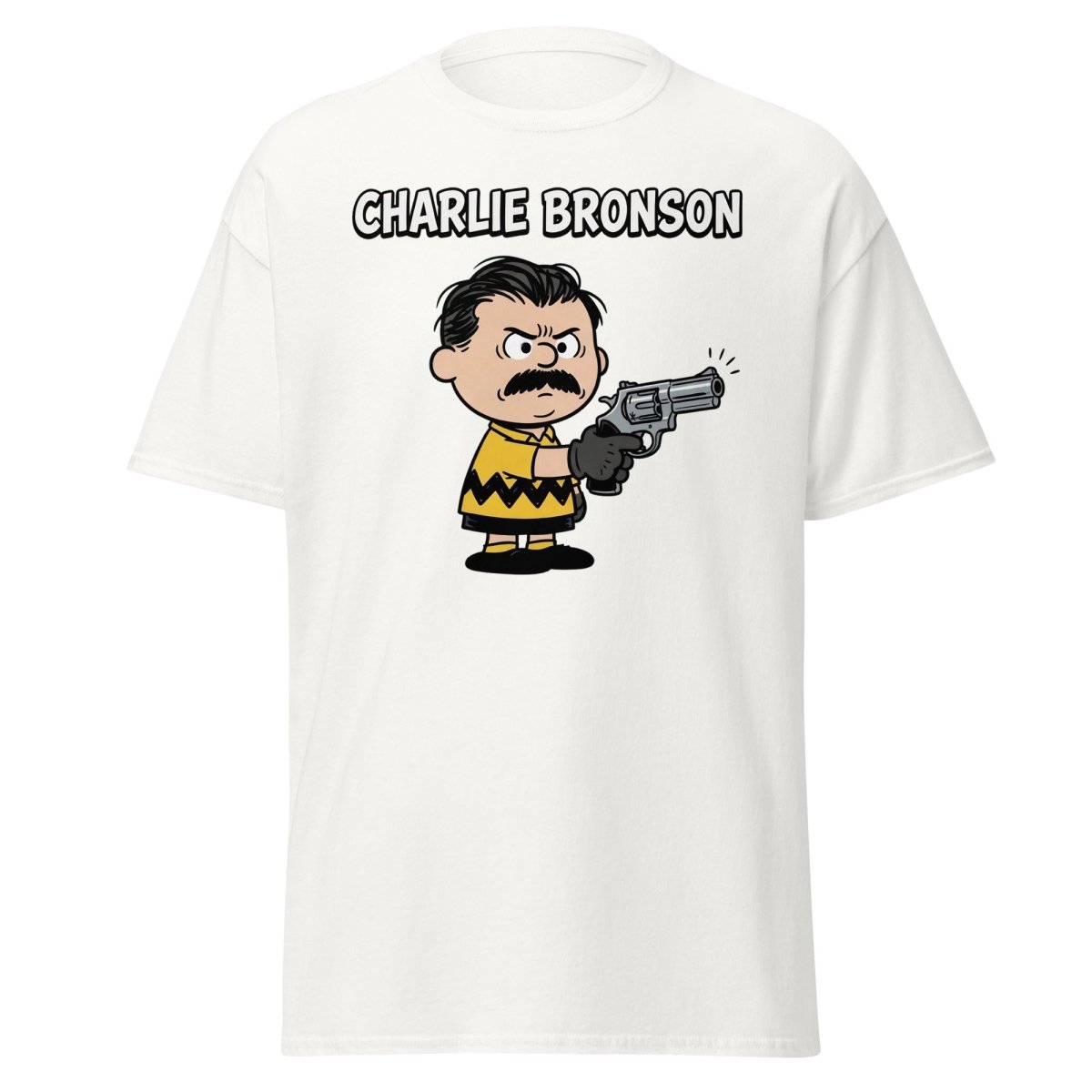 Charlie Bronson Charlie Brown T-Shirt – Funny Mashup Tee - White - TeeRipple