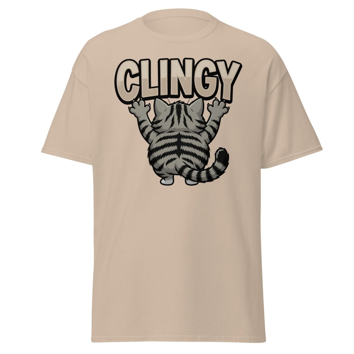 Clingy Cat T-Shirt β Funny Clingy Humor Graphic Tee - Sand - TeeRipple