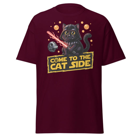 Come to the Cat Side Darth Vader Cat T-Shirt - Maroon - TeeRipple
