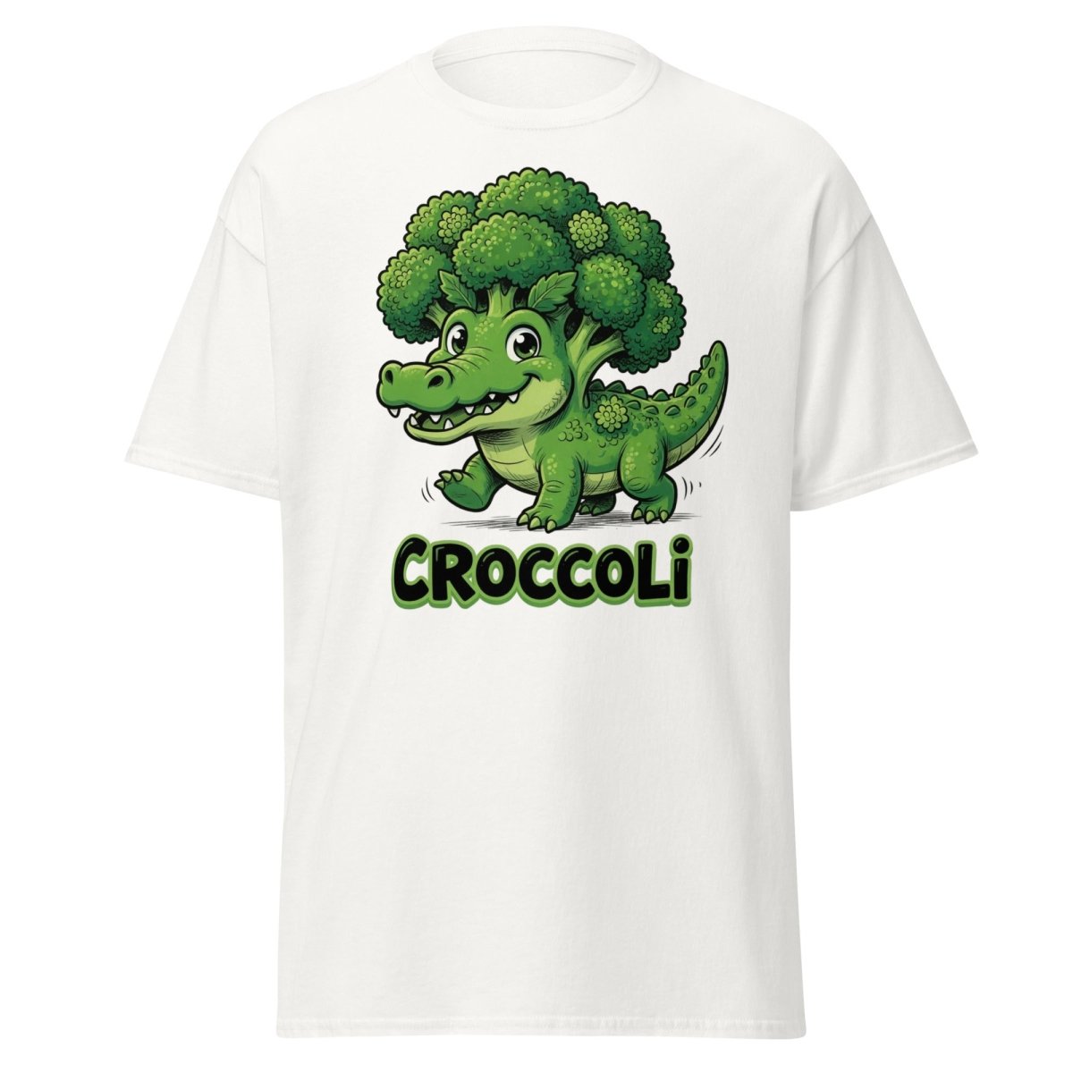 Croccoli Funny Broccoli Crocodile Pun T-Shirt - White - TeeRipple