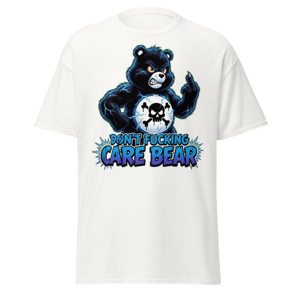 Don't Fucking Care Bear T-Shirt – Funny Parody Tee - White - TeeRipple