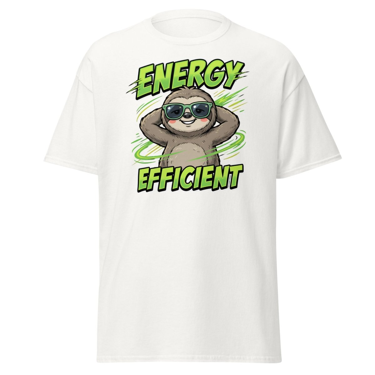 Energy Efficient Sloth T-Shirt Funny Lazy Animal Tee - White - TeeRipple