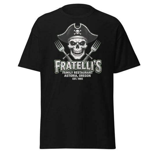 Fratelli's Pirate Skull T-Shirt - Astoria Oregon Restaurant Tee - Black - TeeRipple