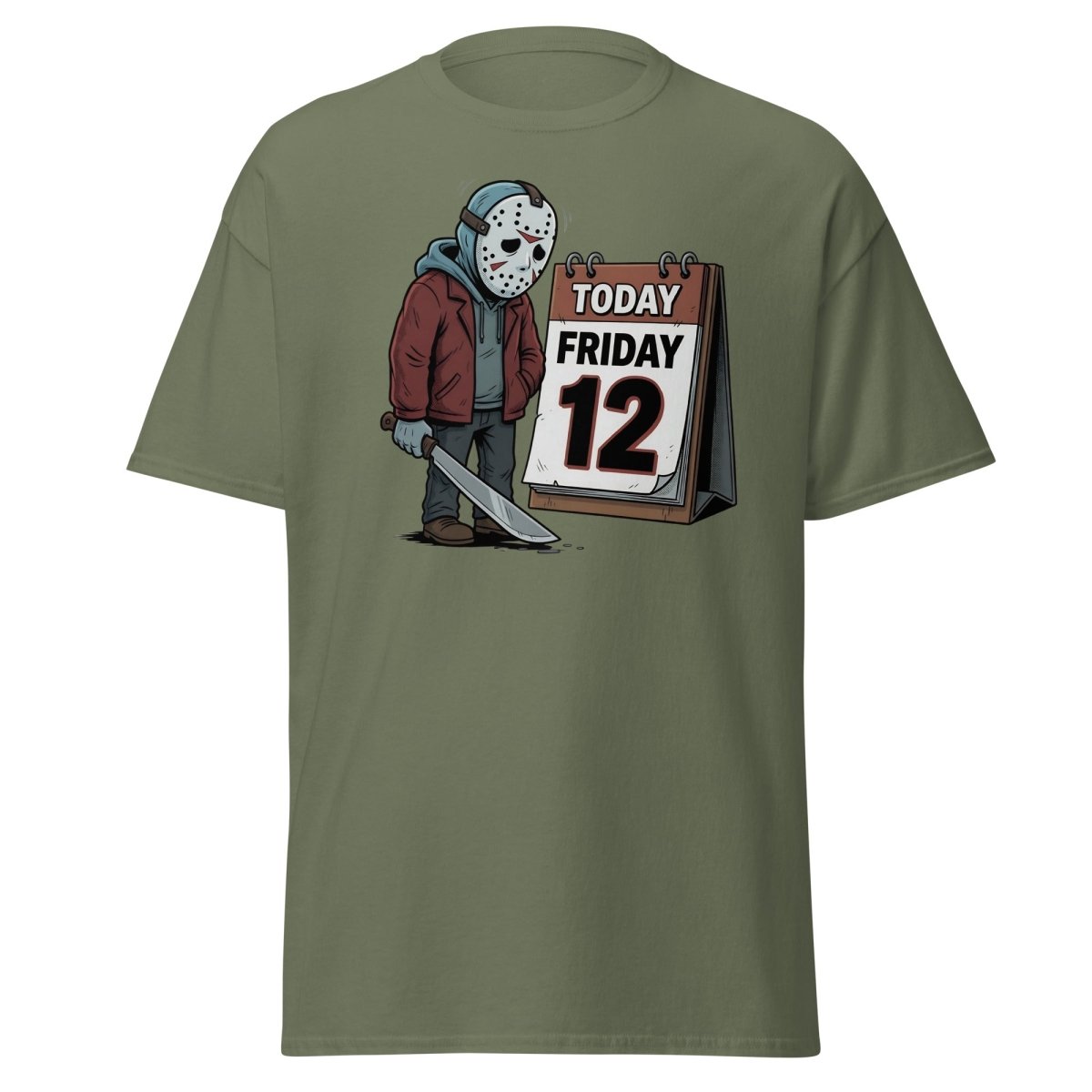 Friday the 12th Jason Voorhees T-Shirt – Funny Horror Tee - Military Green - TeeRipple
