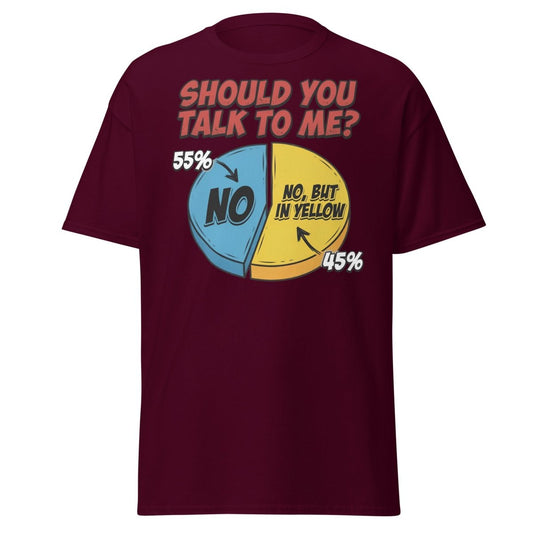 Funny Introvert Pie Chart T-Shirt | Sarcastic Humor Tee - Maroon - TeeRipple