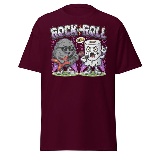 Funny Rock and Roll Toilet Paper T-Shirt - Maroon - TeeRipple
