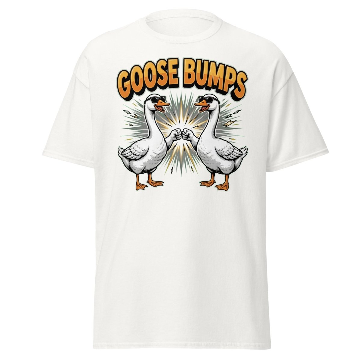 Goose Bumps Funny Goose T-Shirt | Cool Pun Fist Bump Tee - White - TeeRipple