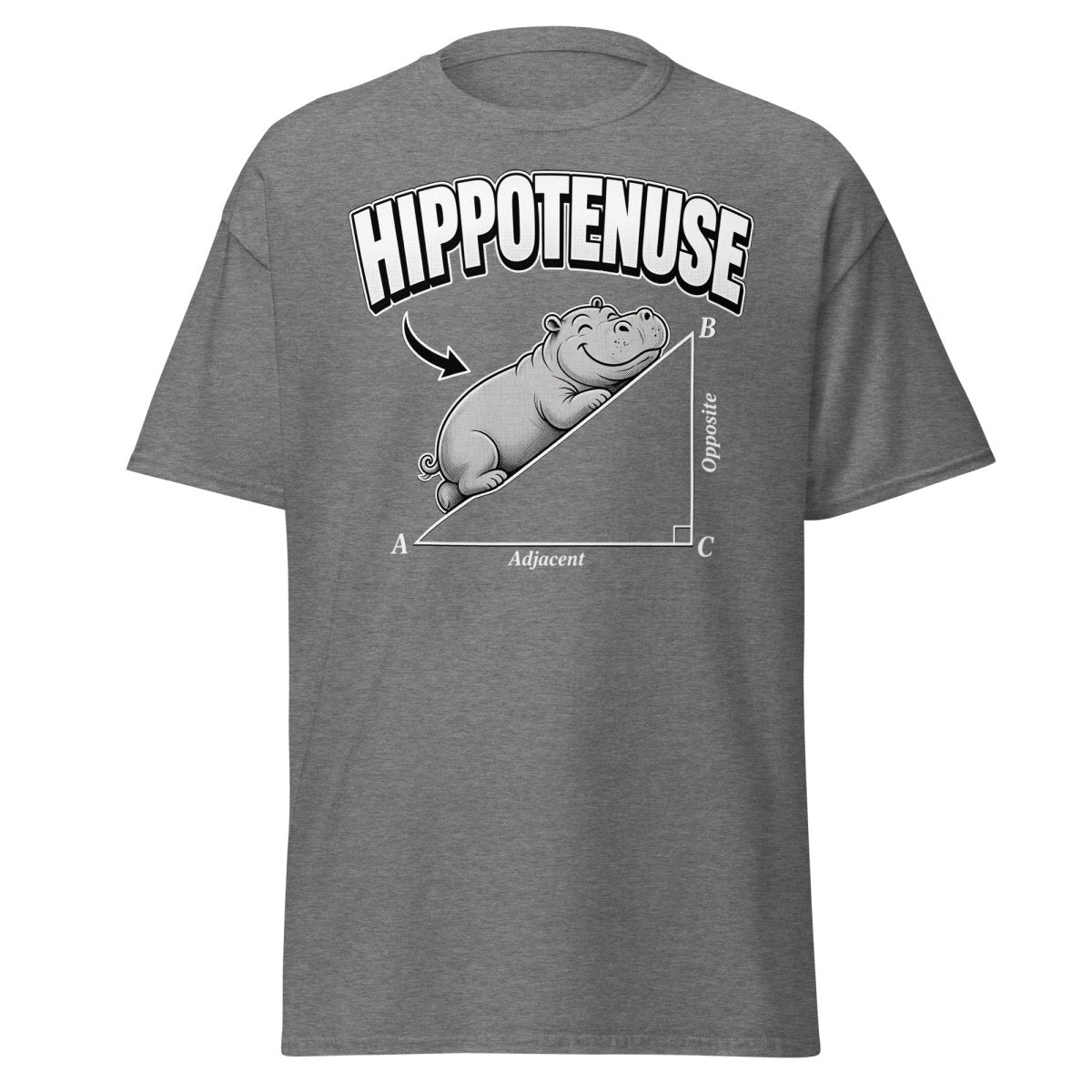 Hippotenuse Funny Math Hippo Geometry Pun T-Shirt - Graphite Heather - TeeRipple