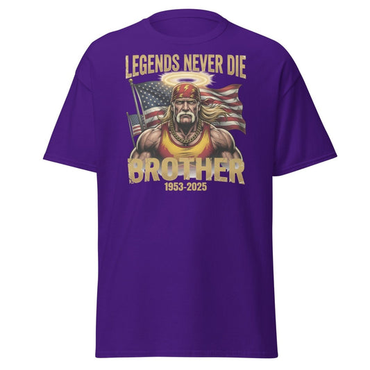 Hulk Hogan Legends Never Die Tribute T-Shirt - Brother 1953-2025 - Purple - TeeRipple