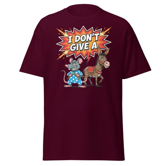 I Don't Give A Rat's Ass Funny T-Shirt - Maroon - TeeRipple