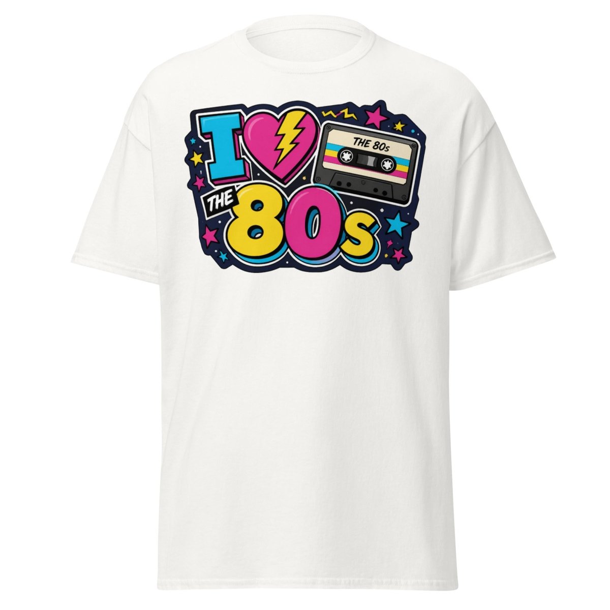 I Love The 80s Neon Graphic Tee - White - TeeRipple