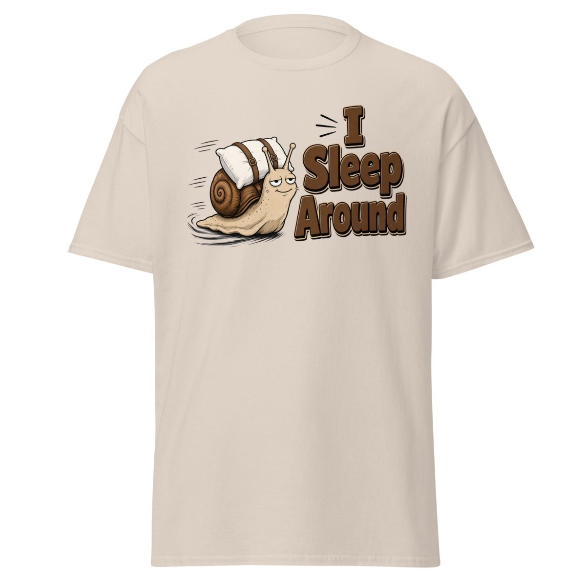 I Sleep Around Snail Tee - Natural - TeeRipple