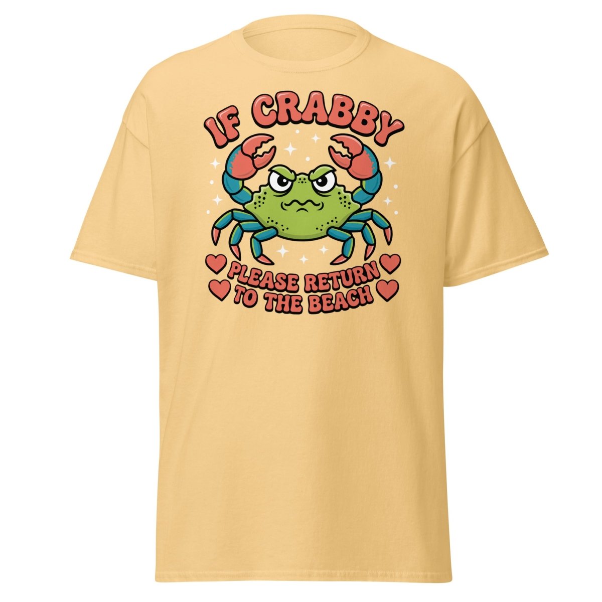 If Crabby Please Return to the Beach Funny Crab Tee - Yellow Haze - TeeRipple