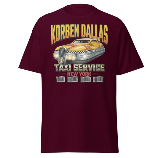 Korben Dallas Taxi Service New York T-Shirt – Fifth Element Tee - Maroon - TeeRipple