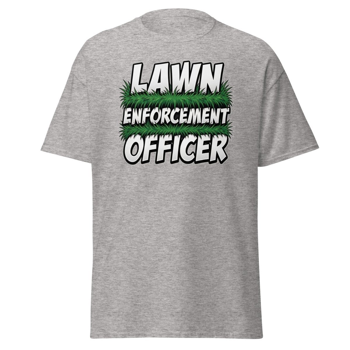 Lawn Enforcement Officer Funny Gardening T-Shirt - Sport Grey - TeeRipple