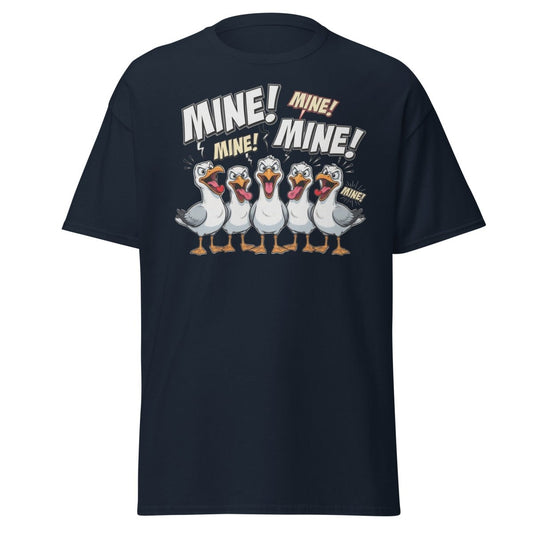 Mine Mine Mine Seagulls T-Shirt | Funny Cartoon Tee - Navy - TeeRipple