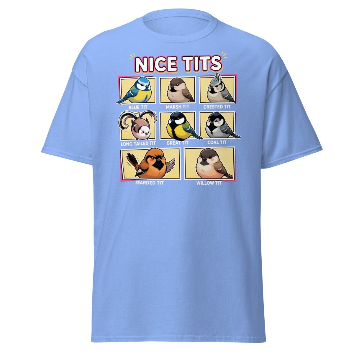 Nice Tits Funny Bird Pun T-Shirt - Carolina Blue - TeeRipple