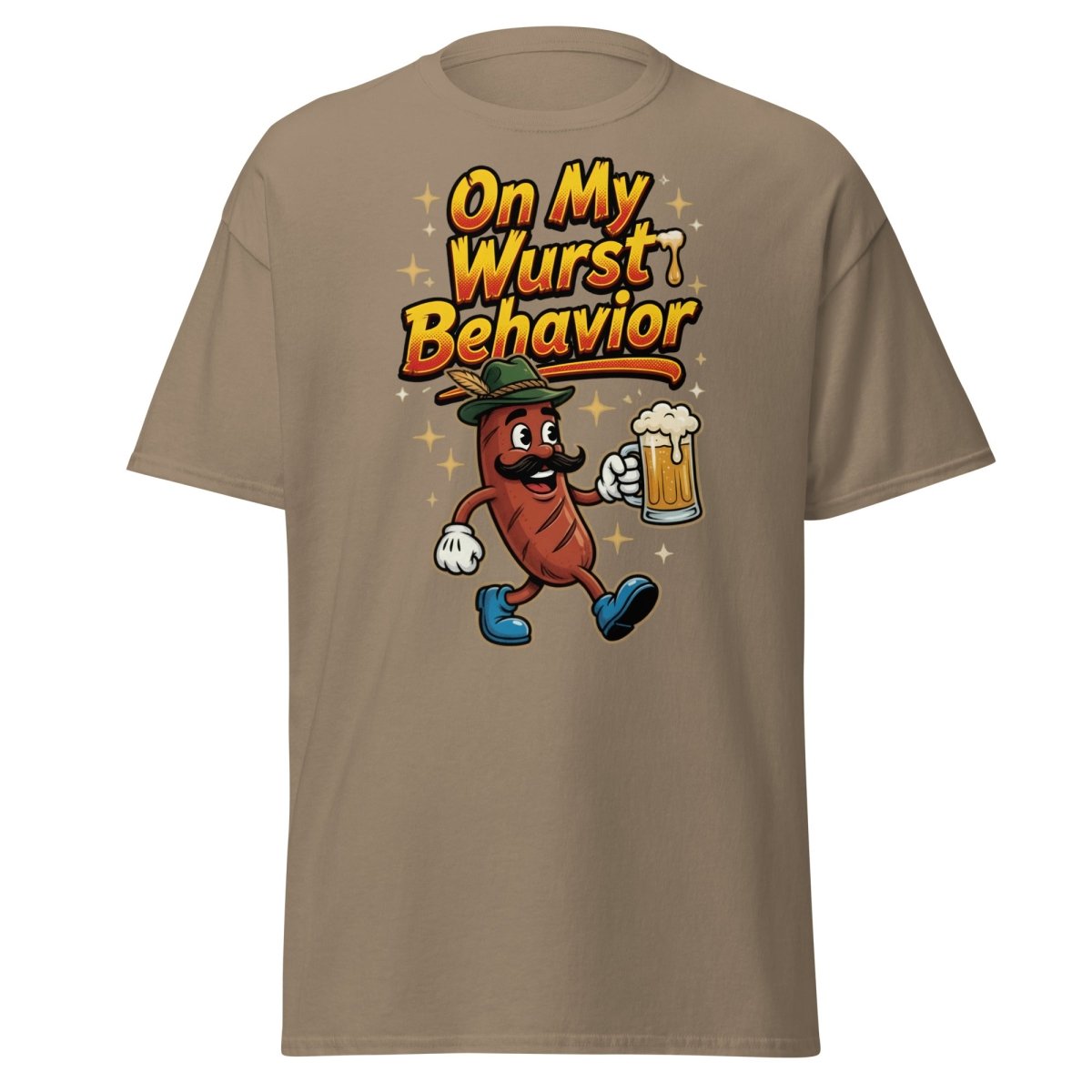 On My Wurst Behavior Funny Sausage T-Shirt – Beer Party Tee - Brown Savana - TeeRipple
