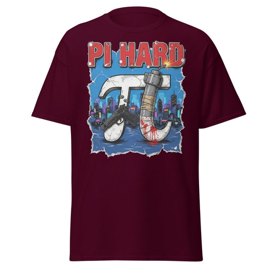 Pi Hard T-Shirt - Funny Math Die Hard Parody Tee - Maroon - TeeRipple