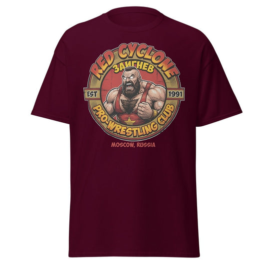 Red Cyclone Pro Wrestling T-Shirt - Moscow 1991 - Maroon - TeeRipple