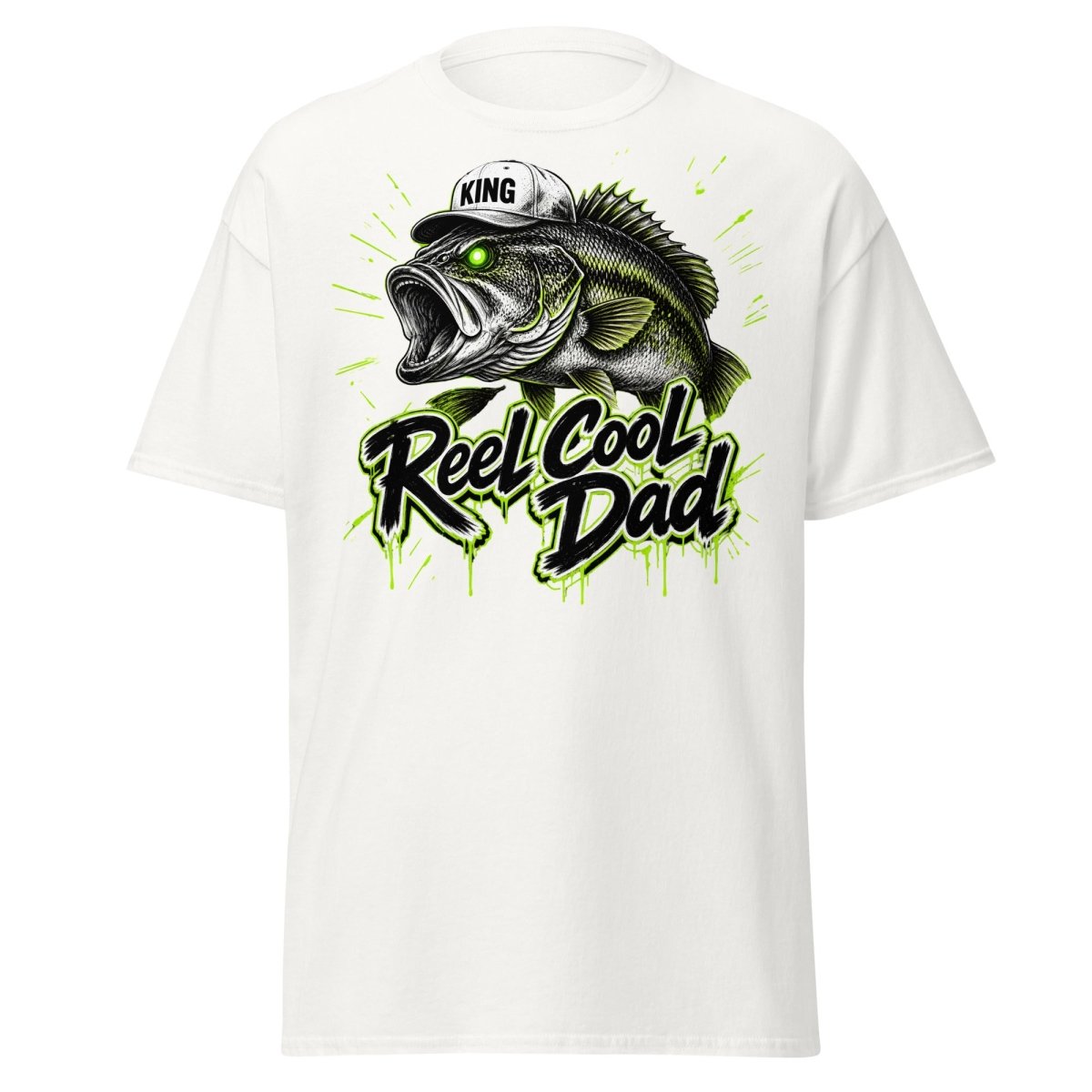 Reel Cool Dad Fishing T-Shirt – Funny Bass King Tee - White - TeeRipple