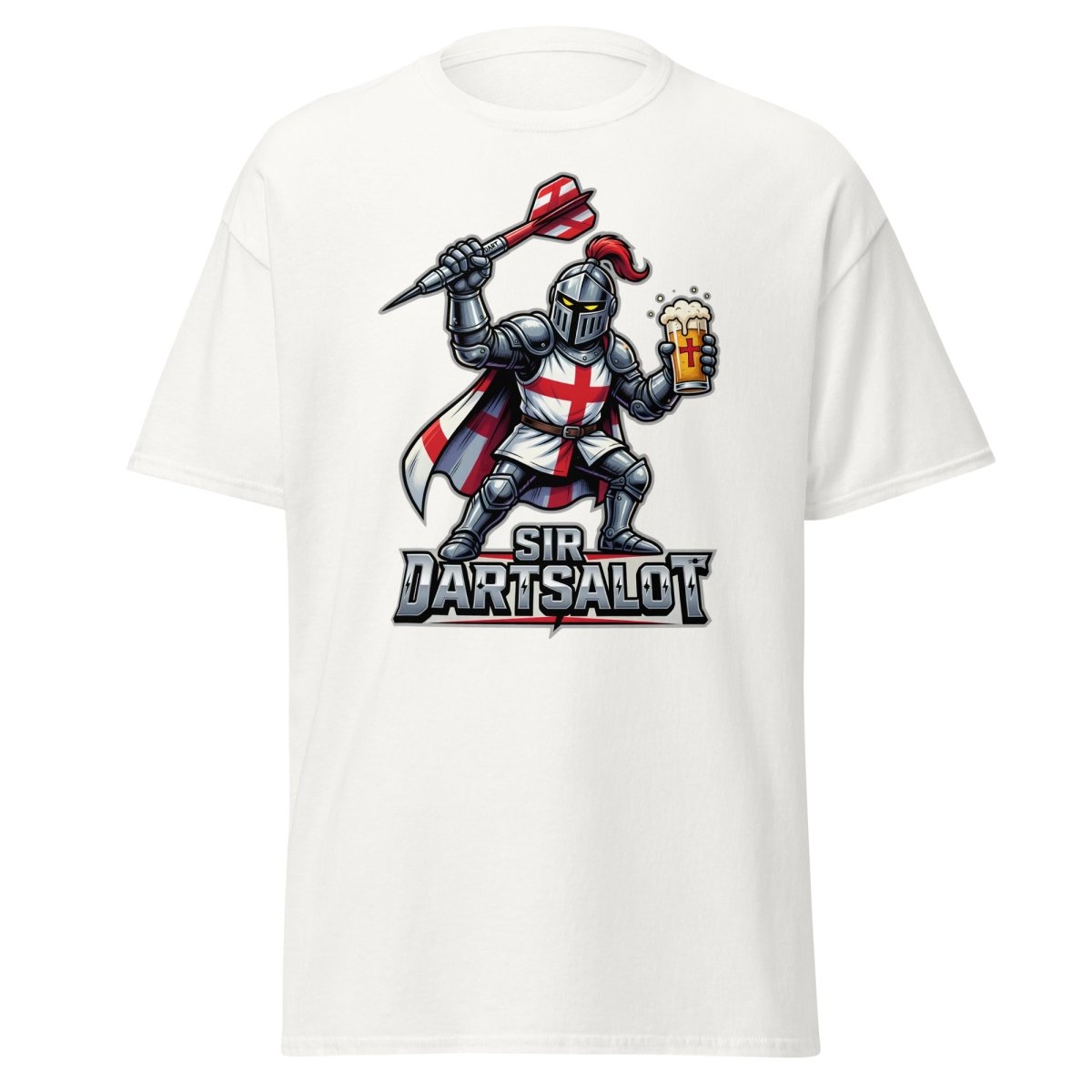 Sir Dartsalot Dart Player T-Shirt - Funny Knight Beer Tee - White - TeeRipple