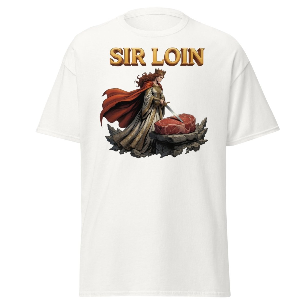 Sir Loin T-Shirt – Funny Knight Steak Pun Tee - White - TeeRipple