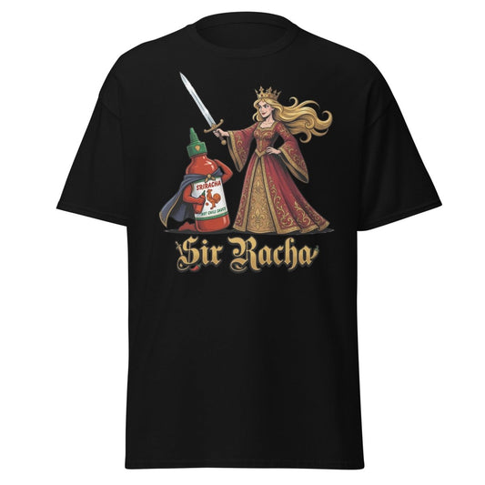 Sir Racha Hot Sauce Queen T-Shirt | Funny Sriracha Pun Tee - Black - TeeRipple