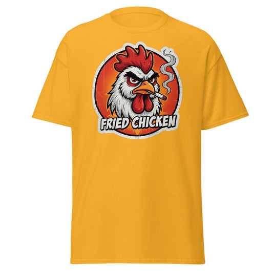 Smoking Rooster "Fried Chicken" Funny T-Shirt - Gold - TeeRipple