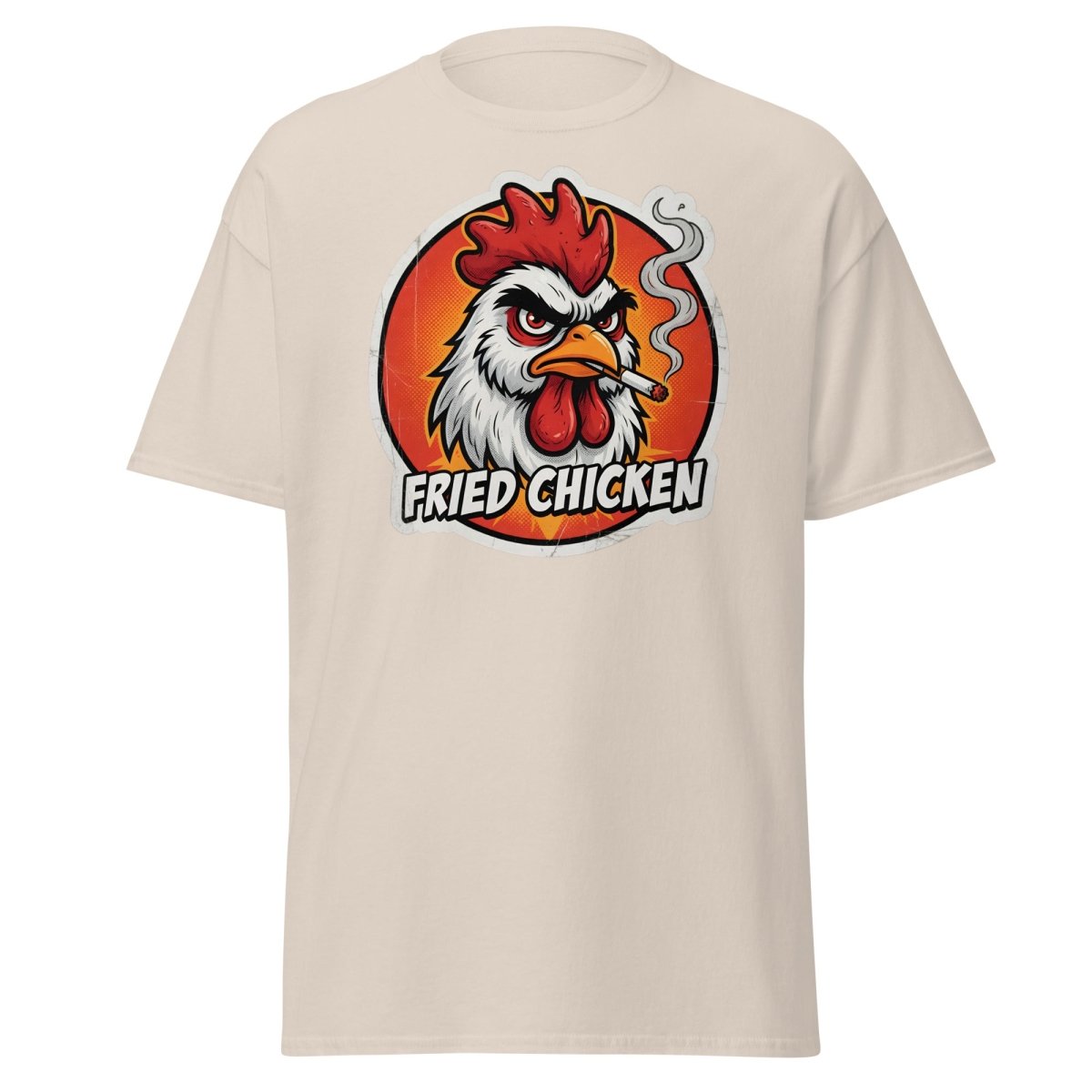 Smoking Rooster "Fried Chicken" Funny T-Shirt - Natural - TeeRipple