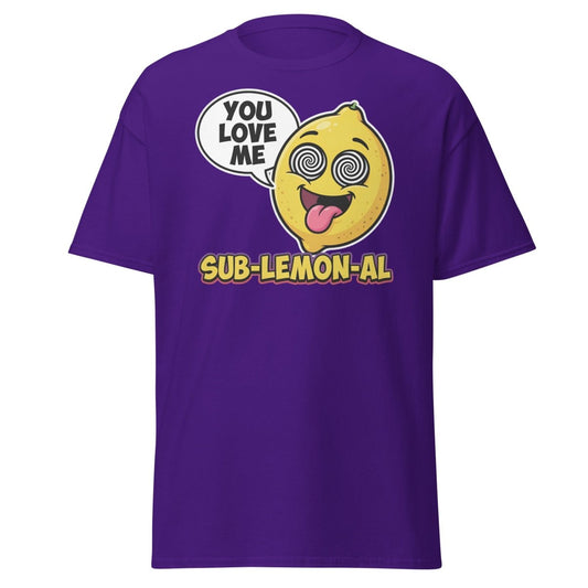 Sub - Lemon - Al Funny Lemon T-Shirt | Subliminal Pun Tee - Purple - TeeRipple