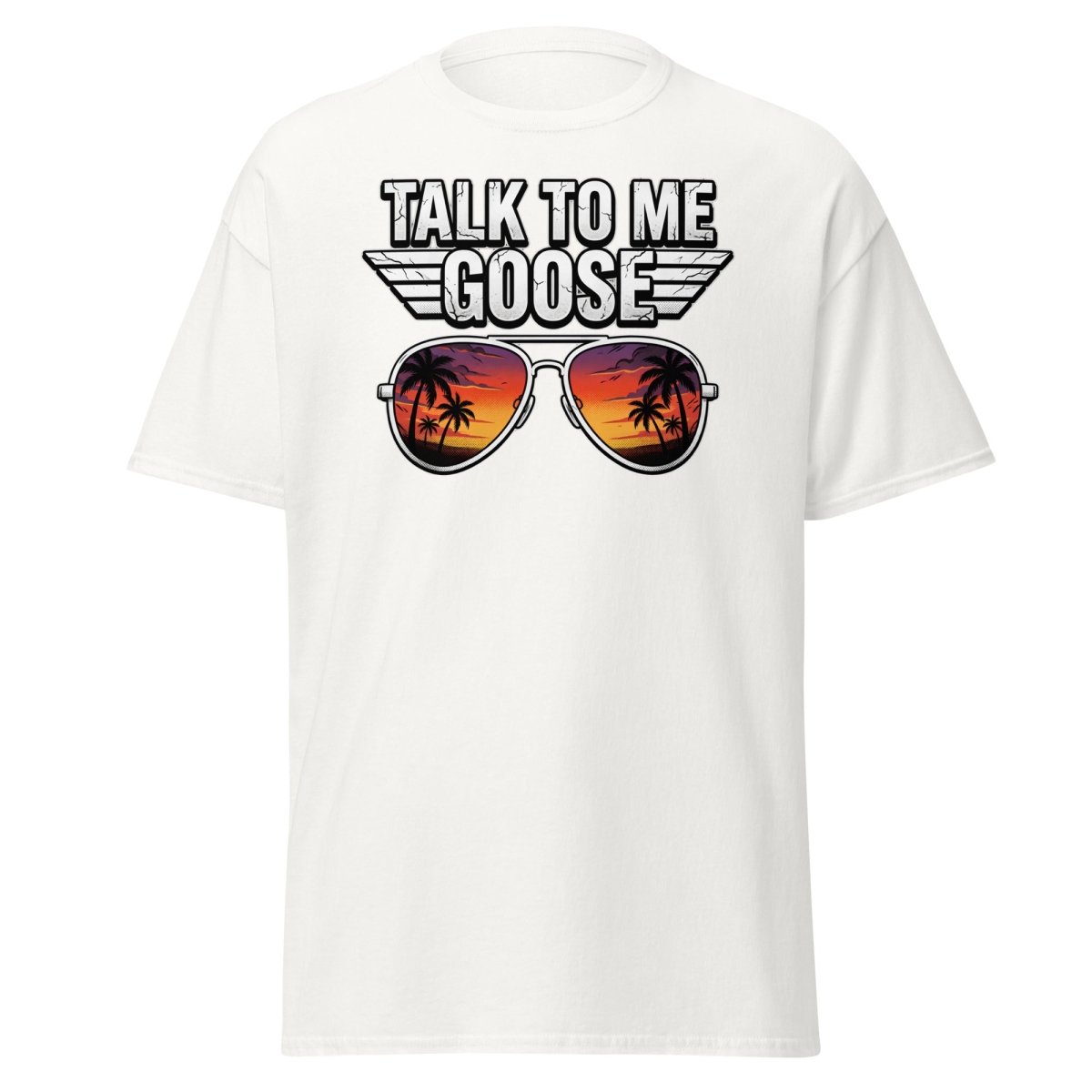 Talk to Me Goose T-Shirt | Top Gun Aviator Sunset Tee - White - TeeRipple