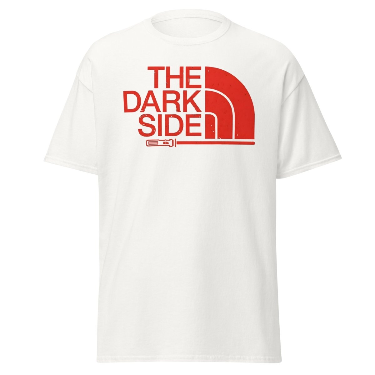 The Dark Side T-Shirt – Bold Red Logo Lightsaber Tee - White - TeeRipple