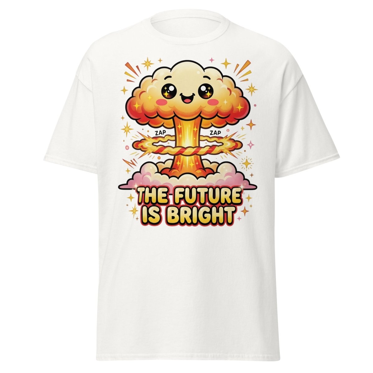 The Future Is Bright Cute Mushroom Cloud T-Shirt - White - TeeRipple