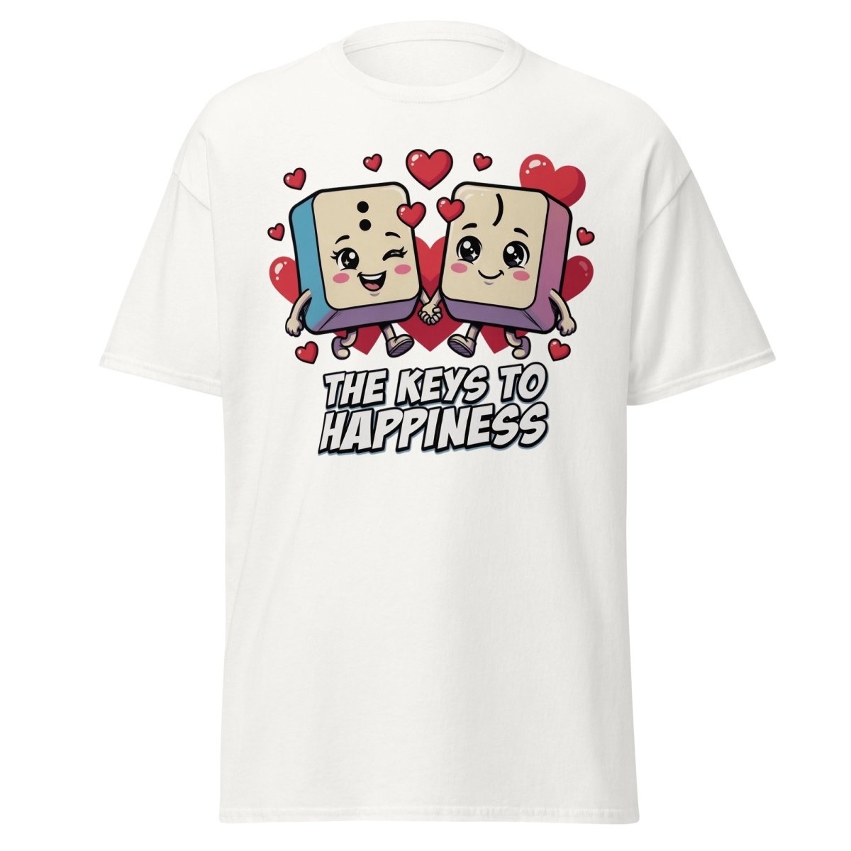 The Keys to Happiness Cute Keys Love T-Shirt - White - TeeRipple