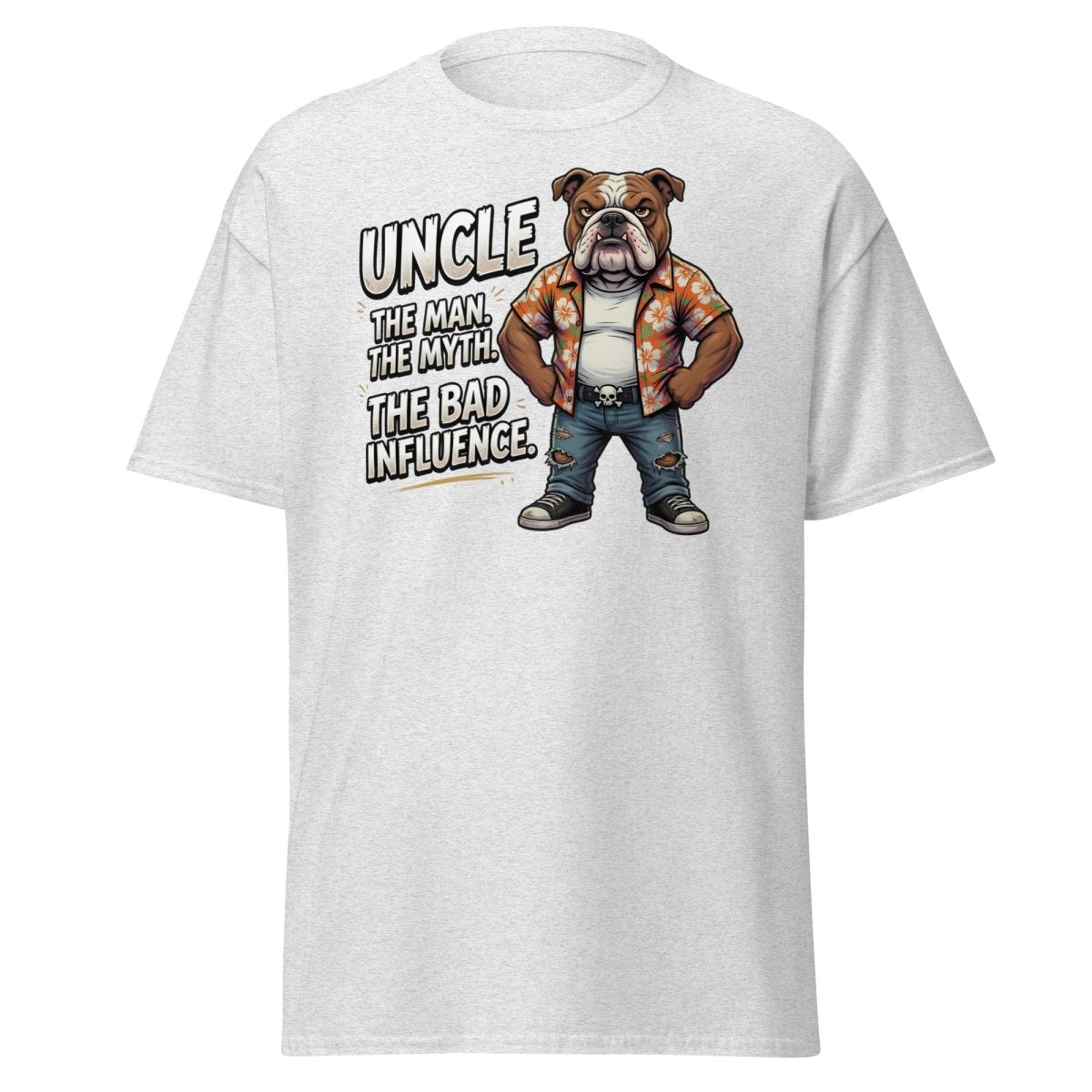 Uncle The Bad Influence Bulldog T-Shirt - Ash - TeeRipple