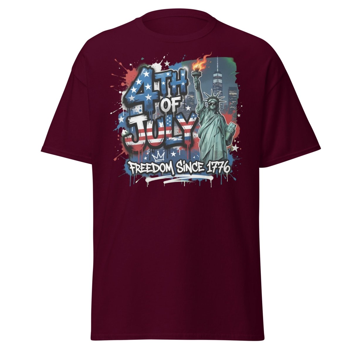 4th of July Freedom Since 1776 T-Shirt - Patriotic Tee - Maroon - TeeRipple