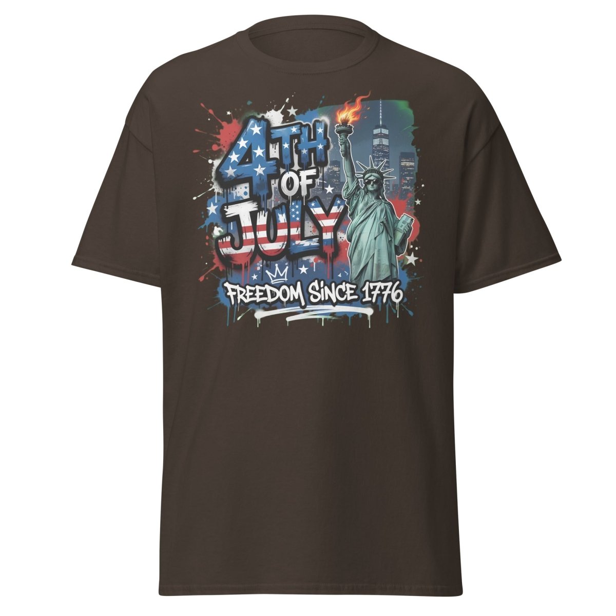 4th of July Freedom Since 1776 T-Shirt - Patriotic Tee - Dark Chocolate - TeeRipple