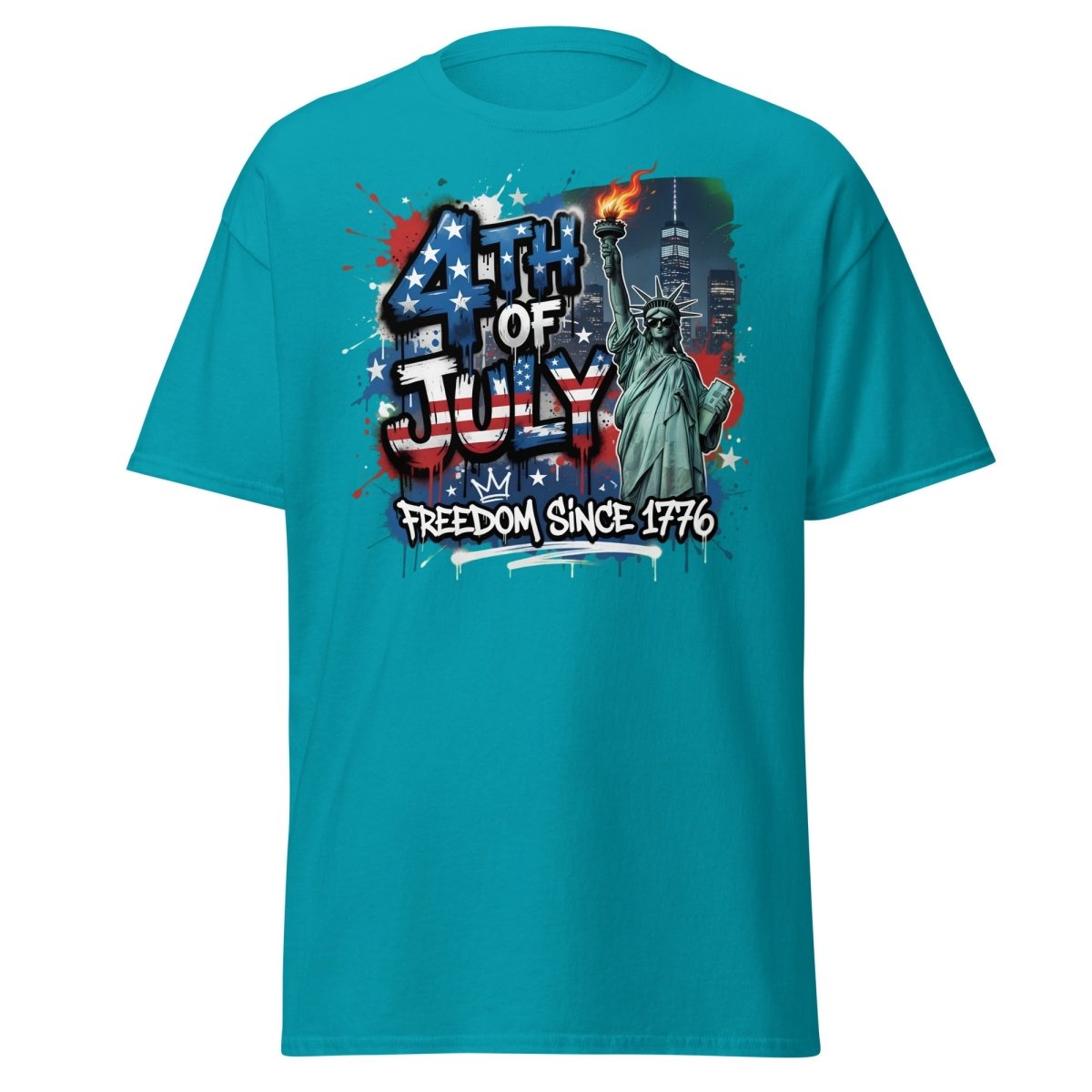 4th of July Freedom Since 1776 T-Shirt - Patriotic Tee - Tropical Blue - TeeRipple