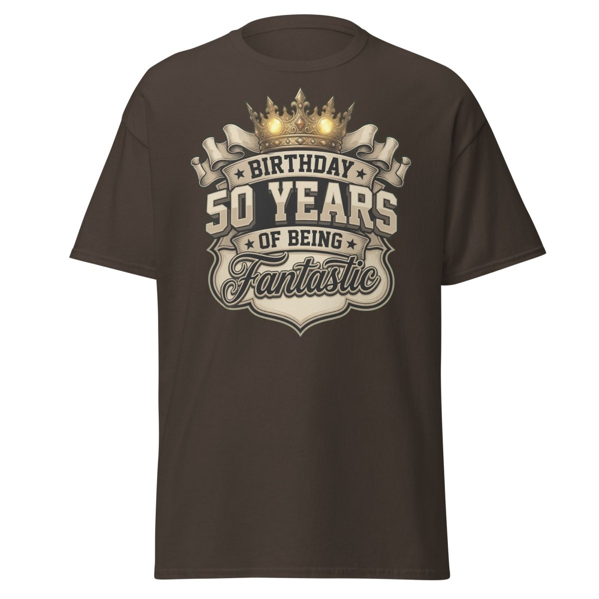 50 Years of Being Fantastic Birthday T-Shirt - Dark Chocolate - TeeRipple