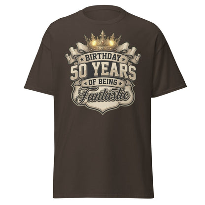 50 Years of Being Fantastic Birthday T-Shirt - Dark Chocolate - TeeRipple