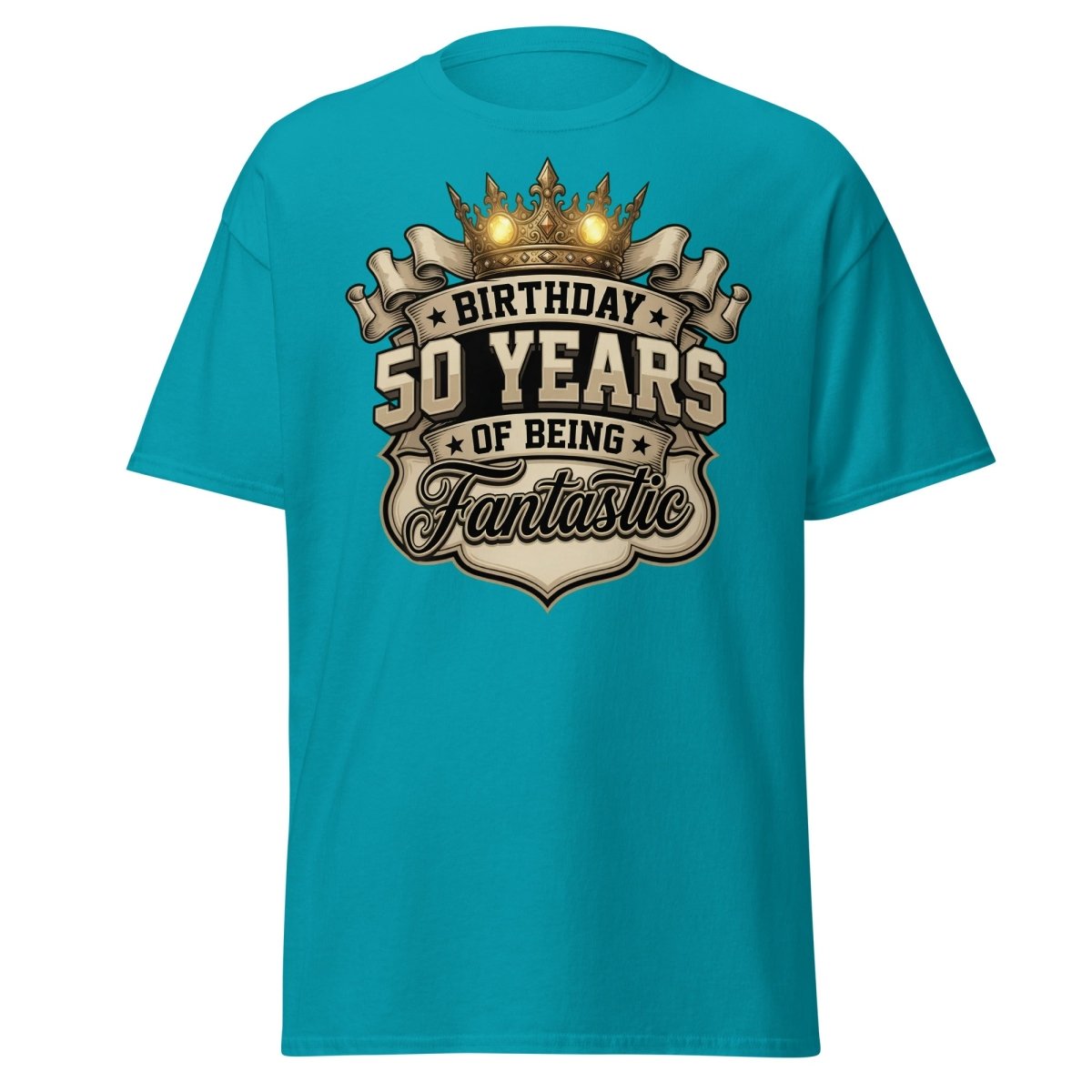 50 Years of Being Fantastic Birthday T-Shirt - Tropical Blue - TeeRipple