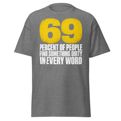 69 Percent Dirty Mind Humor T-Shirt | Adult Funny Tee - Graphite Heather - TeeRipple